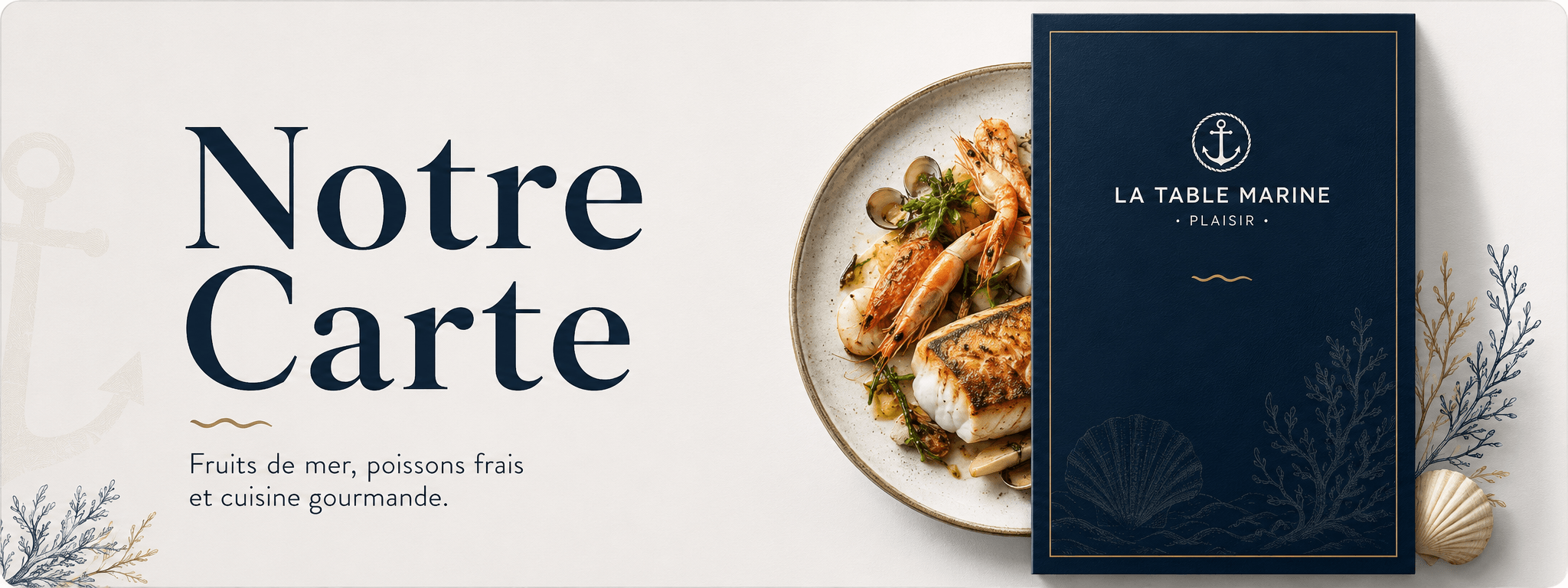 Notre carte — fruits de mer et cuisine gourmande